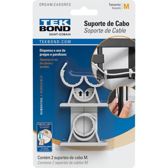 Suporte Adesivo de Cabos Organizador Tam. M Tekbond