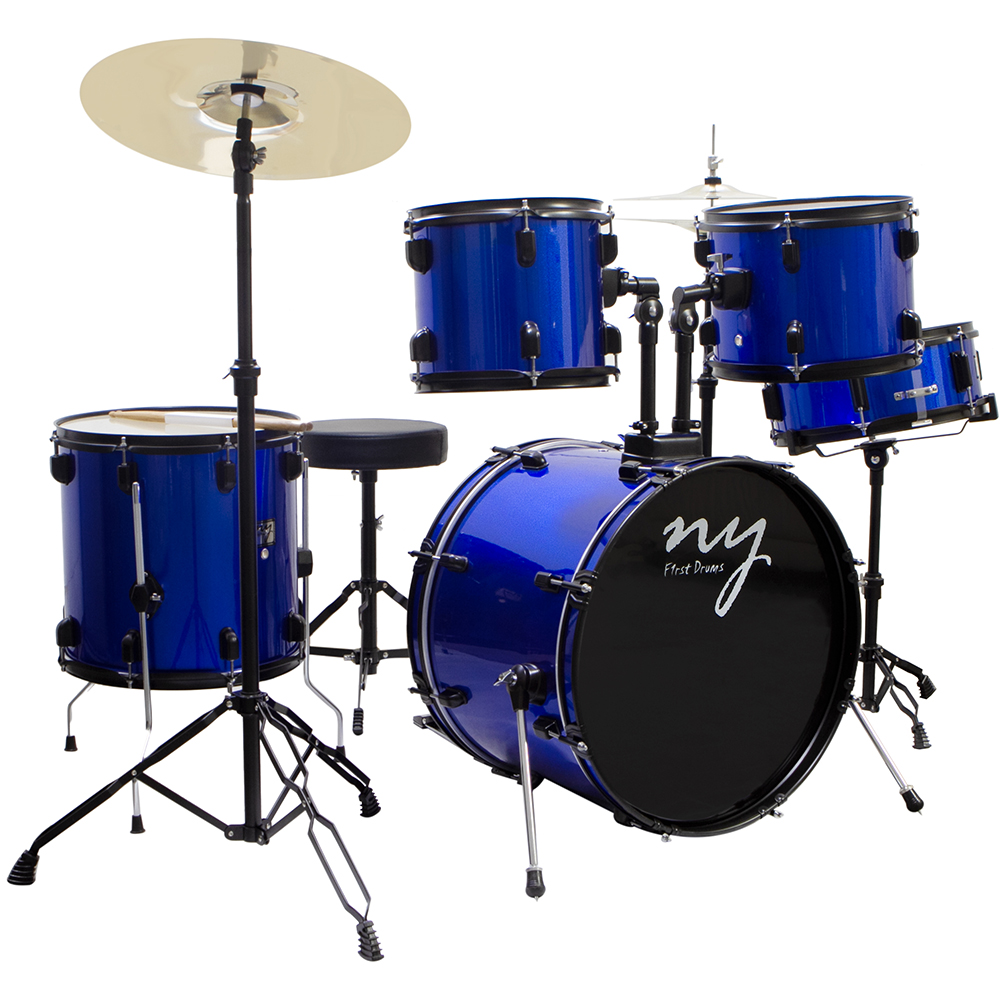 Bateria Acústica 2t Ebl Azul Com Banco Ny F1rst