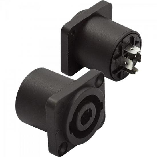 Conector Speakon Fêmea 4 Pólos Painel JCSP0001 Preto STORM - PCT / 10