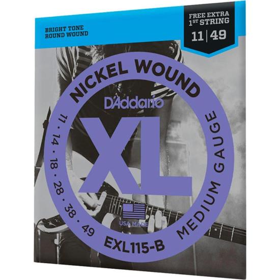Encordoamento Guitarra .011-.049 XL Nickel EXL115-B D Addario Com Corda Extra PL011
