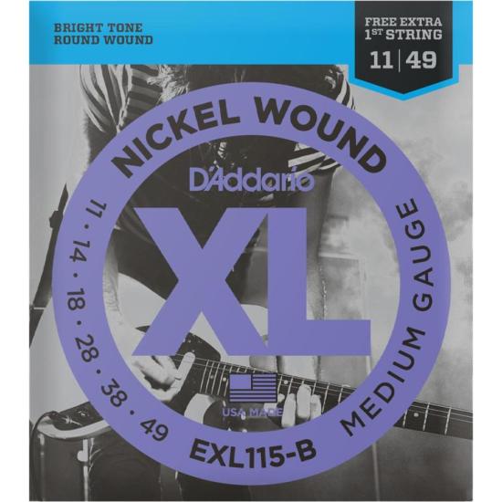 Encordoamento Guitarra .011-.049 XL Nickel EXL115-B D Addario Com Corda Extra PL011