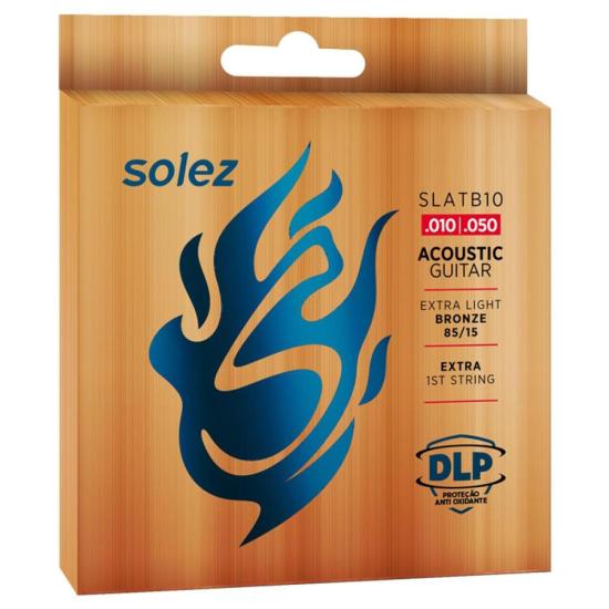 Encordoamento Para Violão Aço .010 Solez SLATB10 Bronze