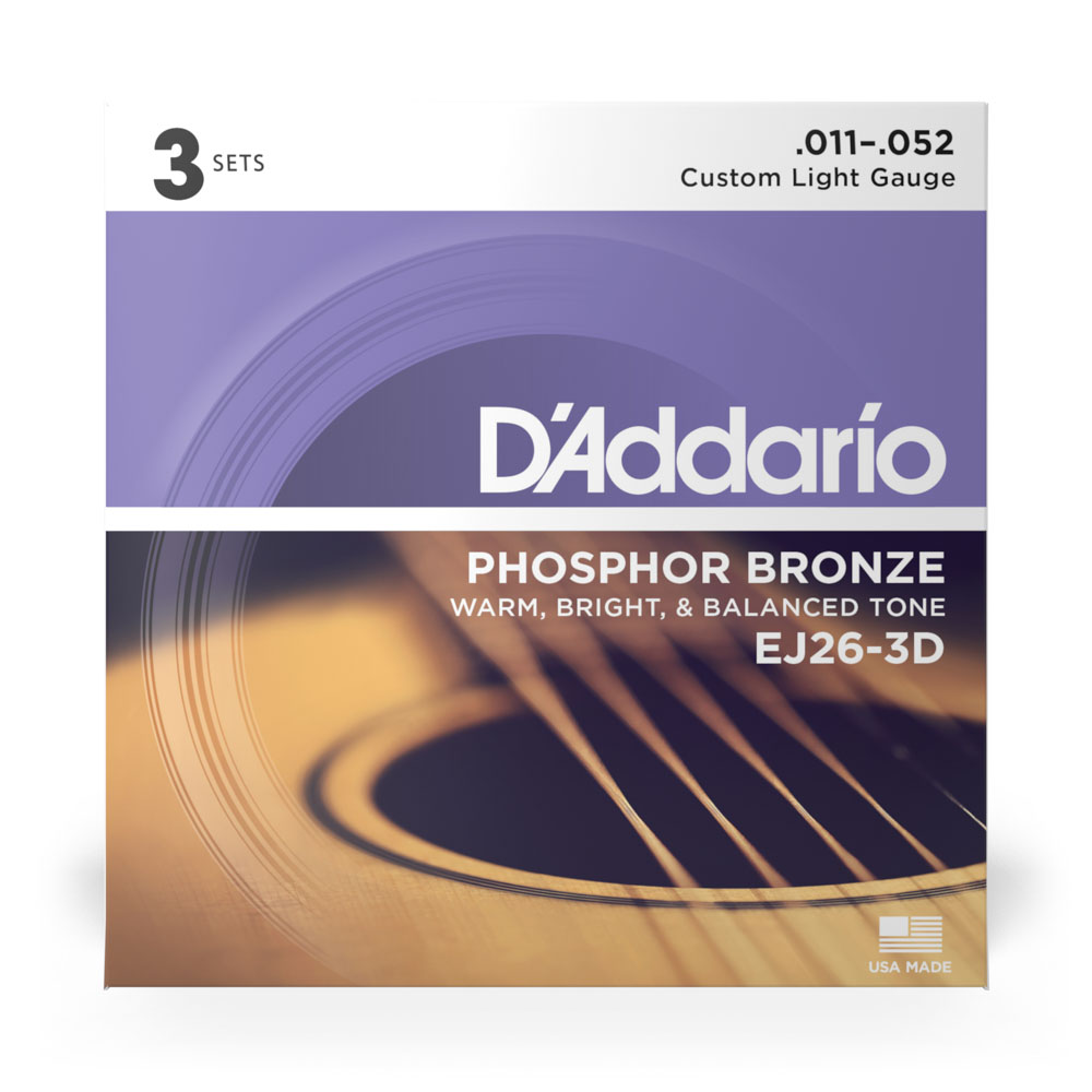 Encordoamento Violão Aço (3 Jogos) DAddario Phosphor Bronze
