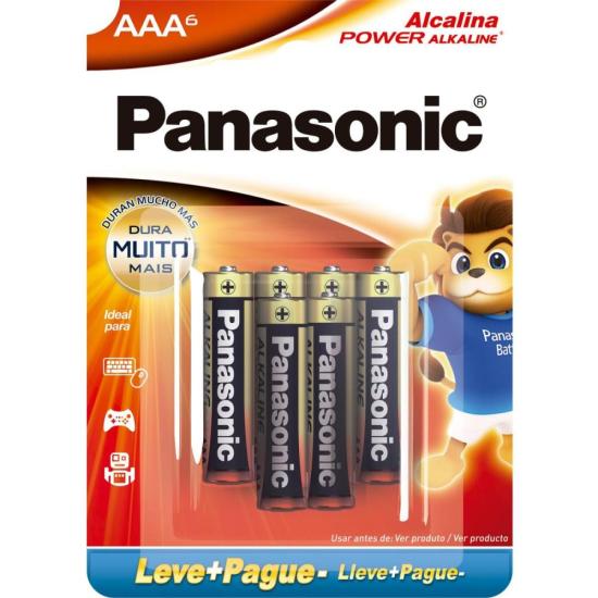 Pilha Alcalina 1,5V AAA LR03 (C/6 Pilhas) Panasonic - CAR / 6