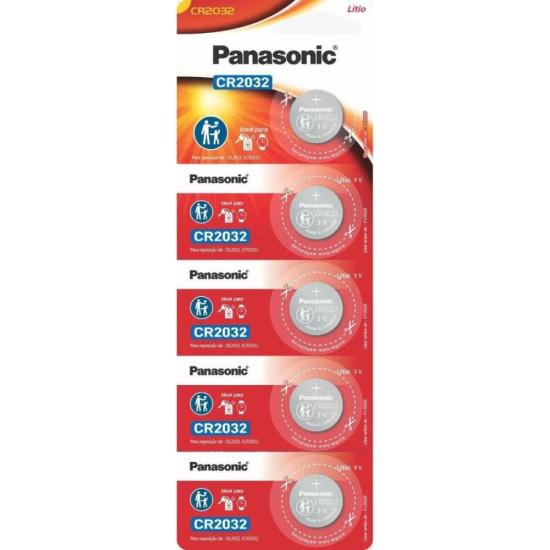 Pilha Moeda Lithium 3V CR2032 (C/5 Pilhas) Panasonic - CAR / 5