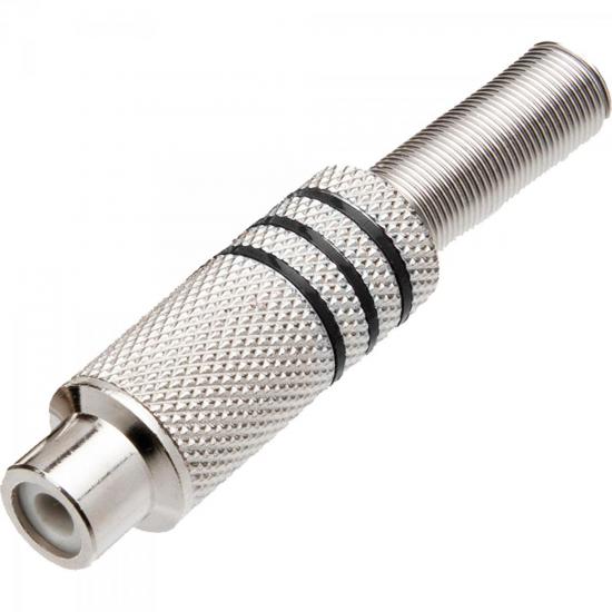 Plug RCA Fêmea Niquelado Com Mola JCRC0004 Preto Storm - DEZ / 10