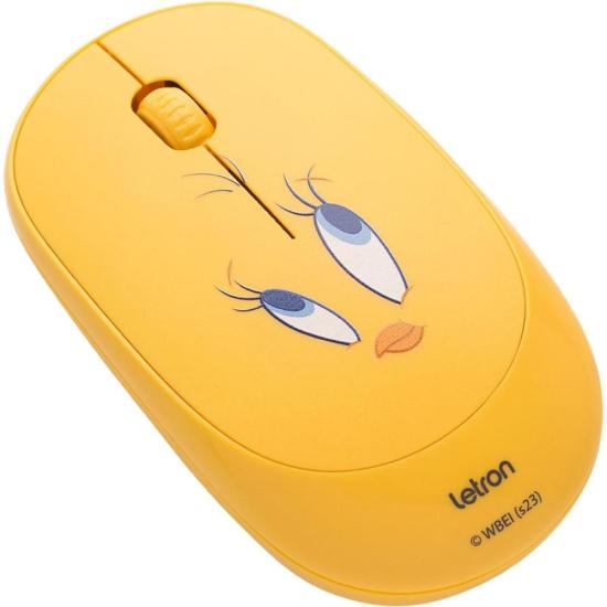 Mouse Sem Fio Letron Piu Piu 1000dpi Amarelo