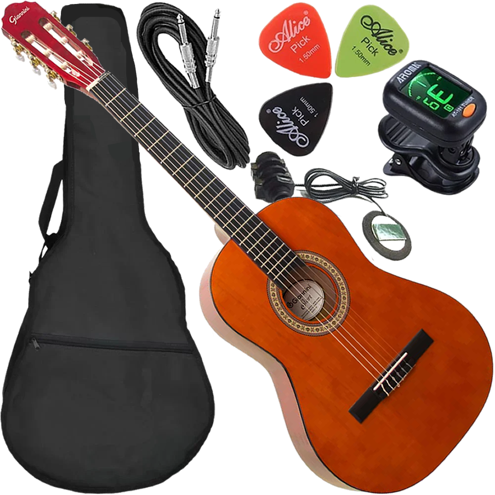 Kit Violão Giannini Start N6 3/4 Natural Eletroacústico Nylon Canhoto