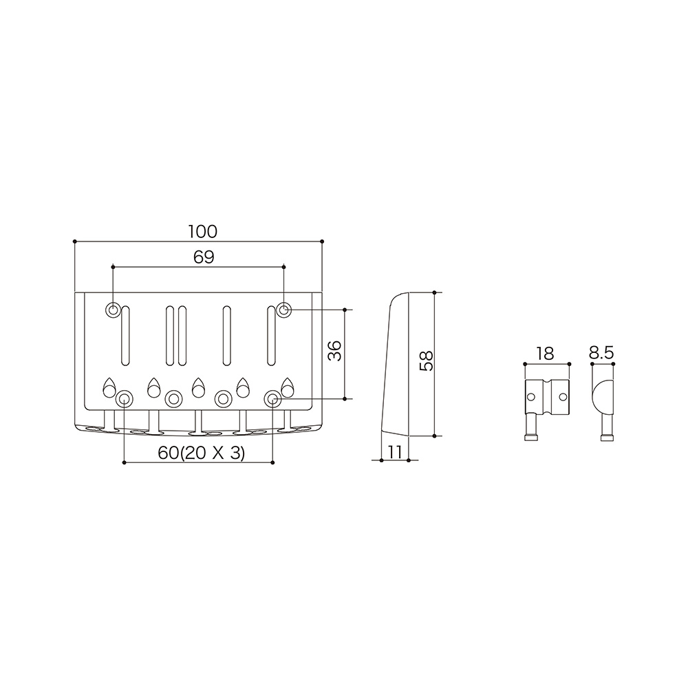 Ponte Baixo 5 Cordas Fixa Preta Cosmo Black Gotoh 404SJ-5CKS