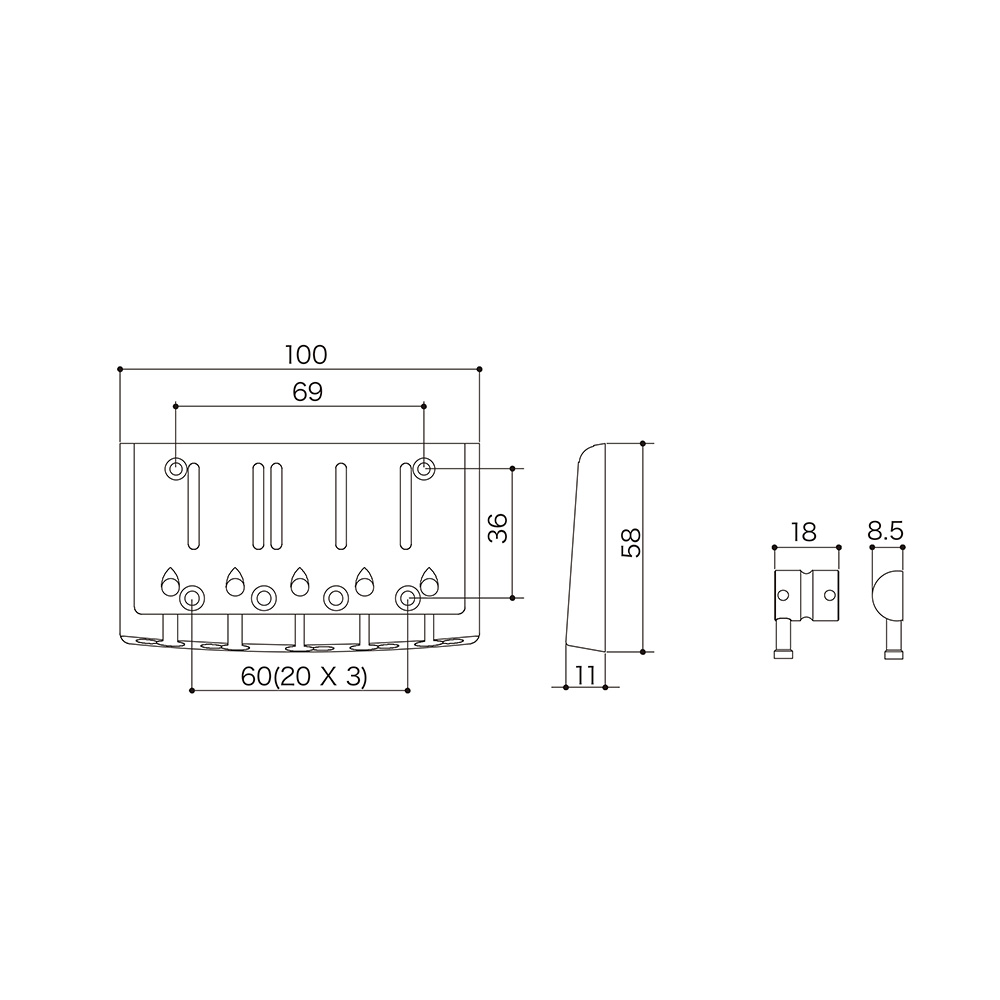Ponte Para Baixo 5 Cordas Fixa Cromada Gotoh 404SJ-5GS