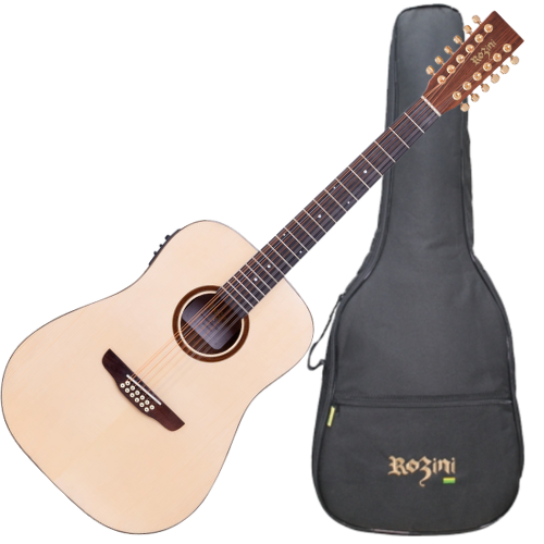 Violão Elétrico Rozini Premium Folk 12 Cordas RX421.AT.N.LP