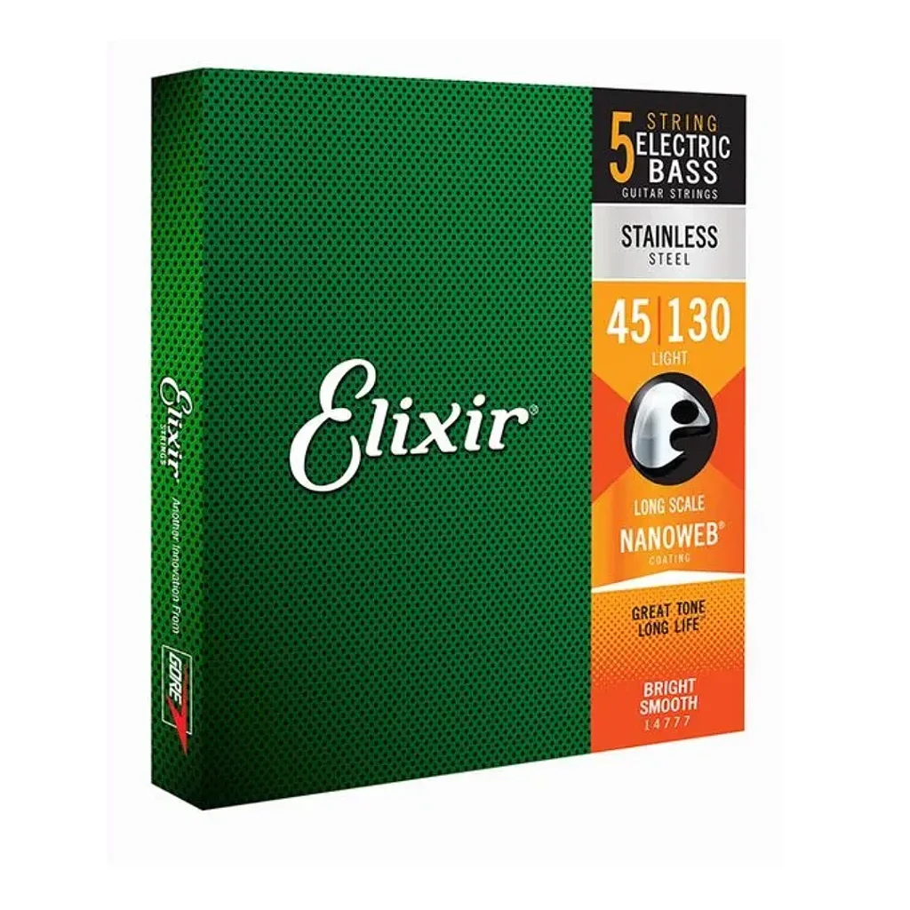 Encordoamento Para Baixo 5 Cordas 0.45 Nanoweb Elixir Long Scale