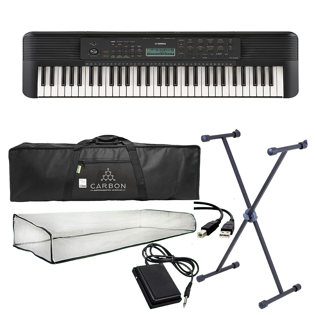 Kit Teclado Yamaha PSR-E283 Portátil Preto TX02