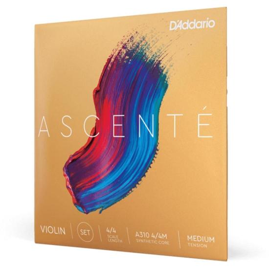 Encordoamento para Violino D'Addario Ascente A310 4/4M - Tensão Média - Som Rico e Durável