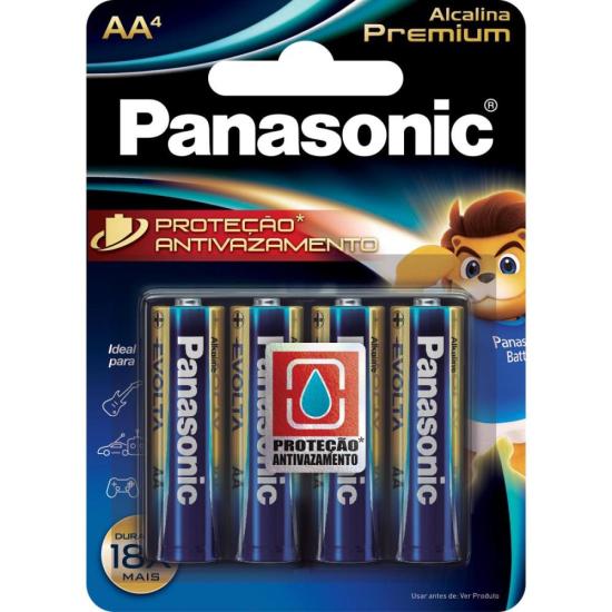 Pilha Alcalina 1,5V AA LR6 Premium Panasonic - Pacote com 4 Pilhas de Alta Performance