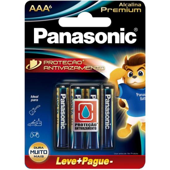 Pilha Alcalina 1,5V AAA LR03 Premium Panasonic - Pacote com 6 Pilhas de Alta Performance