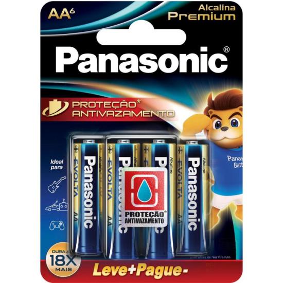 Pilha Alcalina 1,5V AA LR6 Premium Panasonic - Pacote com 6 Pilhas de Alta Performance