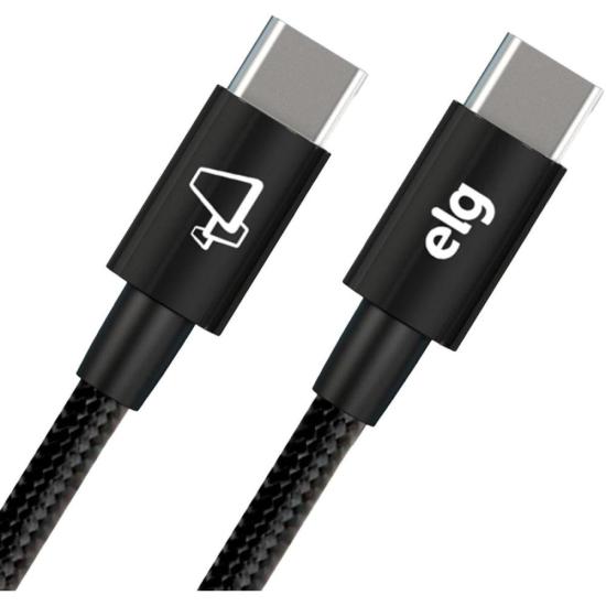 Cabo Tipo C x Tipo C TC60 1 Metro Preto ELG - Conexão Rápida e Durável
