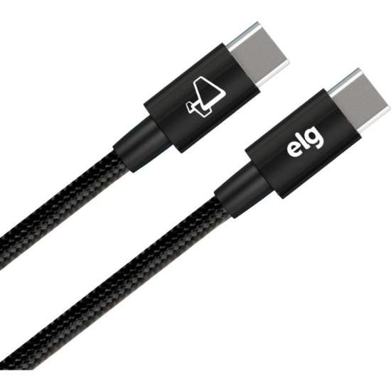 Cabo Tipo C x Tipo C TC60 1 Metro Preto ELG - Conexão Rápida e Durável