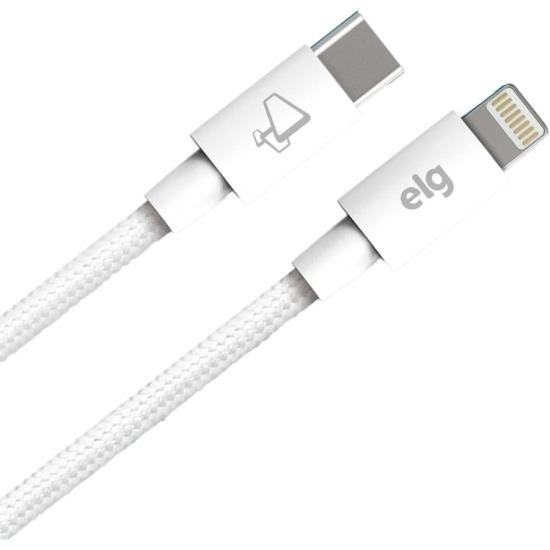Cabo Tipo C para Lightning TCL10P 1 Metro Branco ELG - Conexão Rápida e Durável