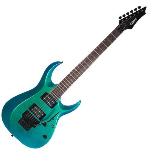 Guitarra Cort X300 FBL Flip Blue com Captadores EMG RetroActive Hot 70 e Ponte Floyd Rose
