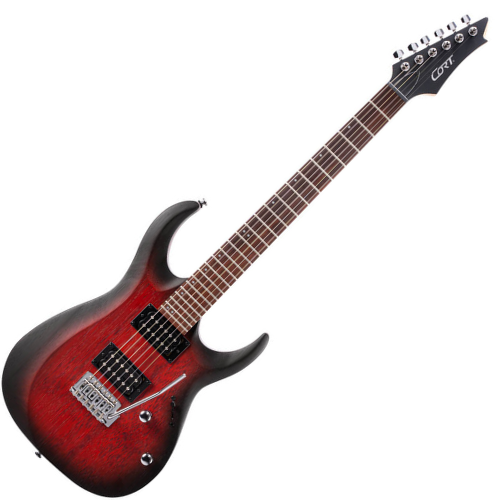 Guitarra Cort X100 OPBB Open Pore Black Cherry Burst com Captadores Humbucker Powersound
