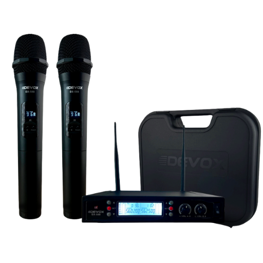 Microfone Sem Fio Duplo UHF Devox DX-588