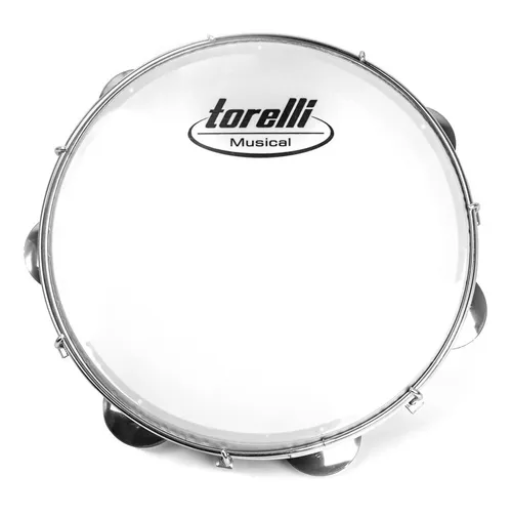 Pandeiro Torelli 10" Nylon Preto TP309PR com Pele Leitosa e Afinadores