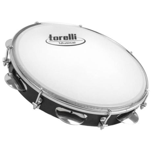 Pandeiro Torelli 10" Nylon Preto TP309PR com Pele Leitosa e Afinadores