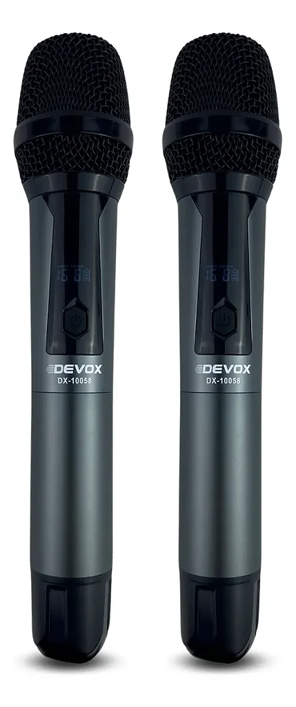 Microfone Sem Fio de Mão Duplo UHF Multifrequência DX-10058 Devox