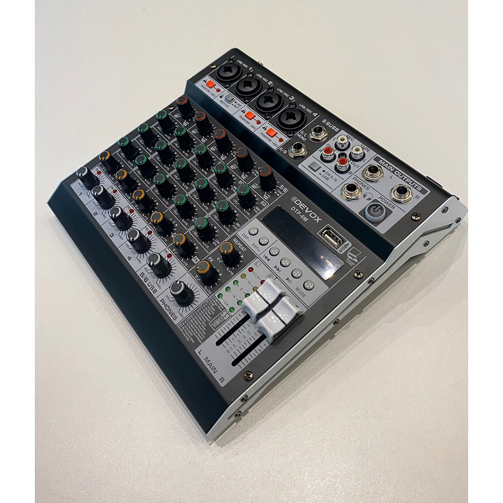 Mixer DTP-6M Devox Mesa de Som 6 Canais USB Bluetooth Phantom