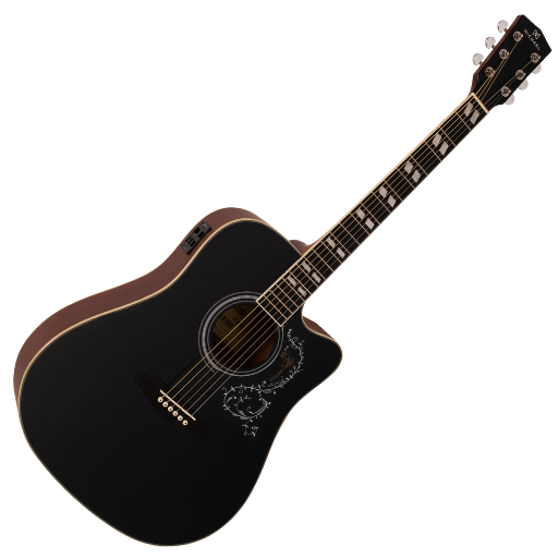 Violão Eletroacústico Aço Michael Folk VMF440 BK Black com Tampo em Spruce
