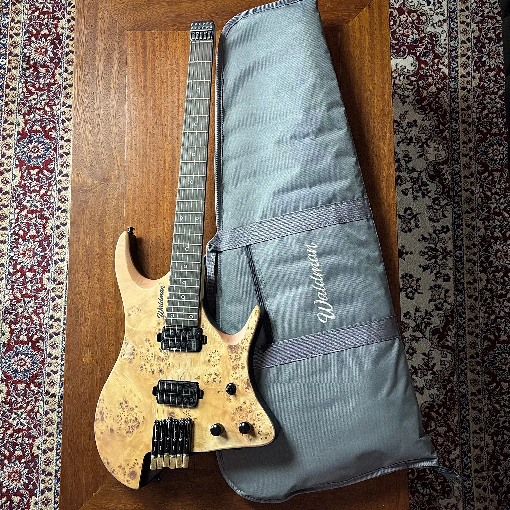 Guitarra Waldman WHL500-NAT Natural Satin Headless Premium com Captadores WLD Custom e Bag