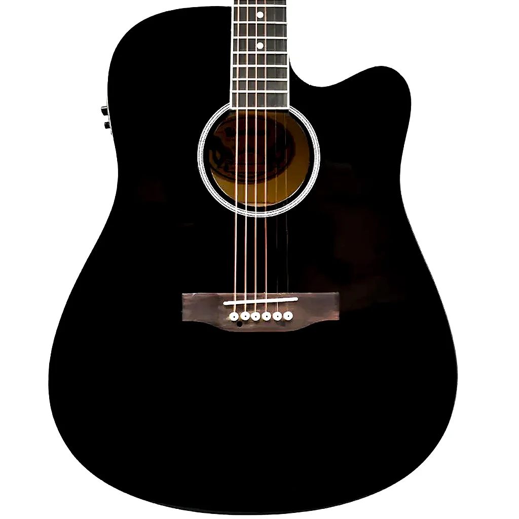 Violão Eletroacústico Waldman DCE 141 BK Folk Aço e Pré-amplificador EQ-3RT