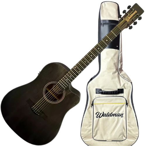 Violão Eletroacústico Waldman DCEX-1041 BK Tampo Maciço e Equalizador EQ-4RTX com Bag