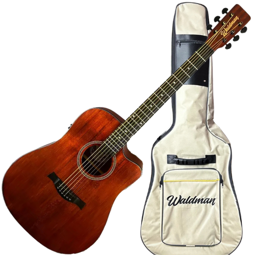 Violão Eletroacústico Waldman DCEX-1041 BR Tampo Maciço e Equalizador EQ-4RTX com Bag