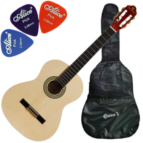 Kit Violão Harmonics GNA-111 Natural Clássico Acústico Nylon com Tampo em Linden
