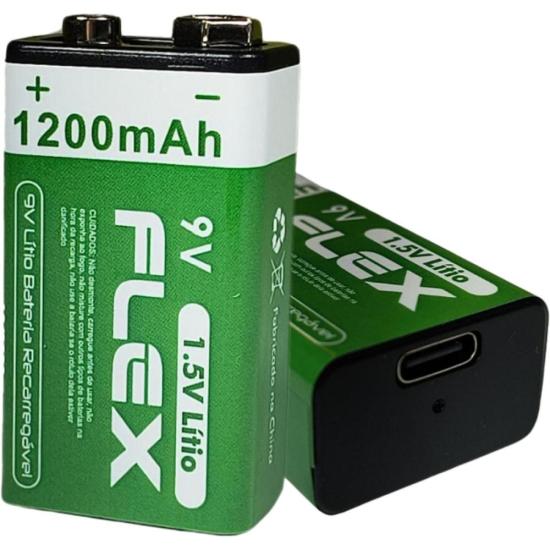 Bateria Recarregável 9V 1.5V 1200mAh (C/1 Bateria) Flex