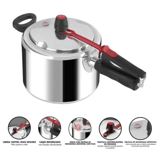 Panela de Pressão Clock Original+ Fechamento Interno 4,5L