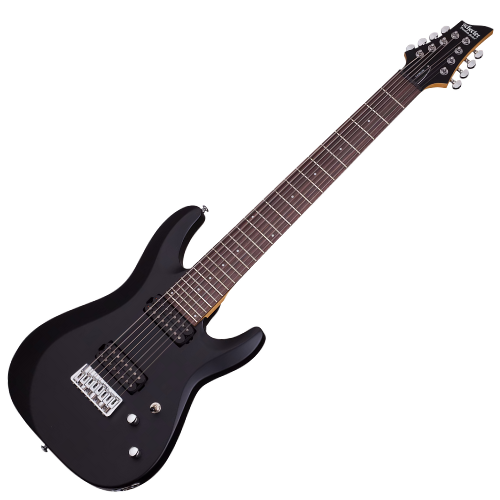 Guitarra Schecter C-8 Deluxe 8 Cordas SBK Satin Black com Captadores Diamond Plus e Ponte Tune-O-Matic 440