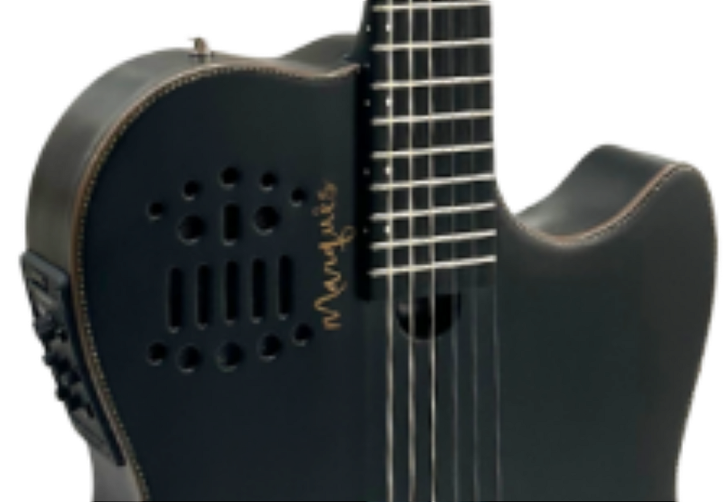 Violão Eletroacústico Marquês VN-162BKSEQ Nylon Super Flat Preto Brilhante Maciço