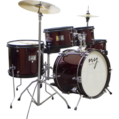 Bateria Acústica Infantil Junior 2T Vinho com Banco New York