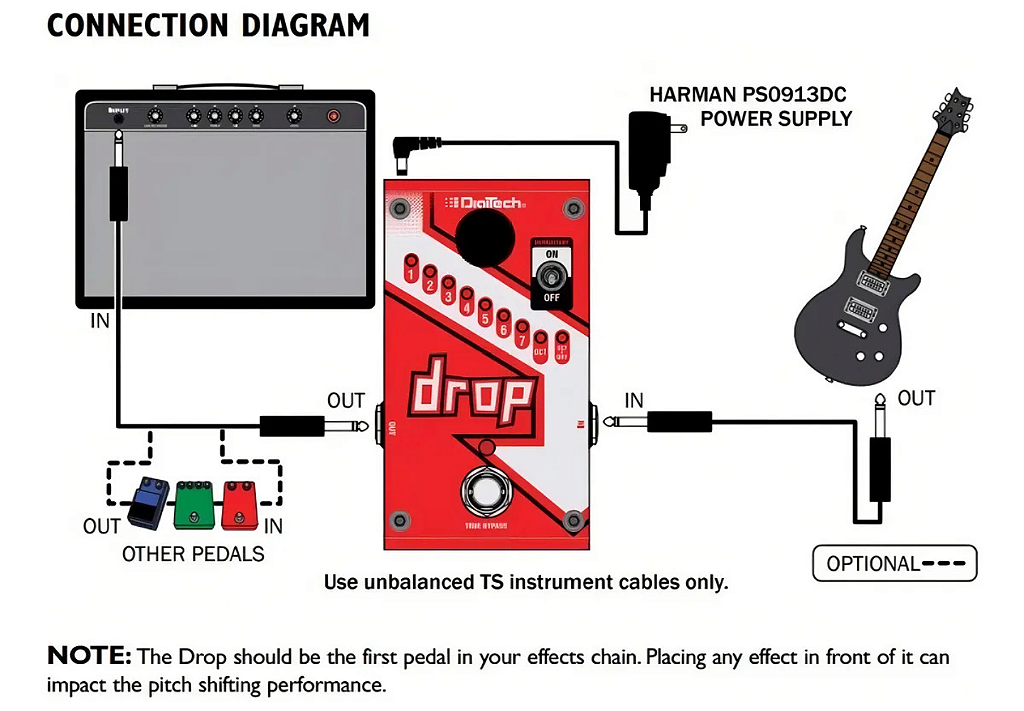 Pedal Digitech Drop V para Guitarra e Baixo - Pitch Shifter de