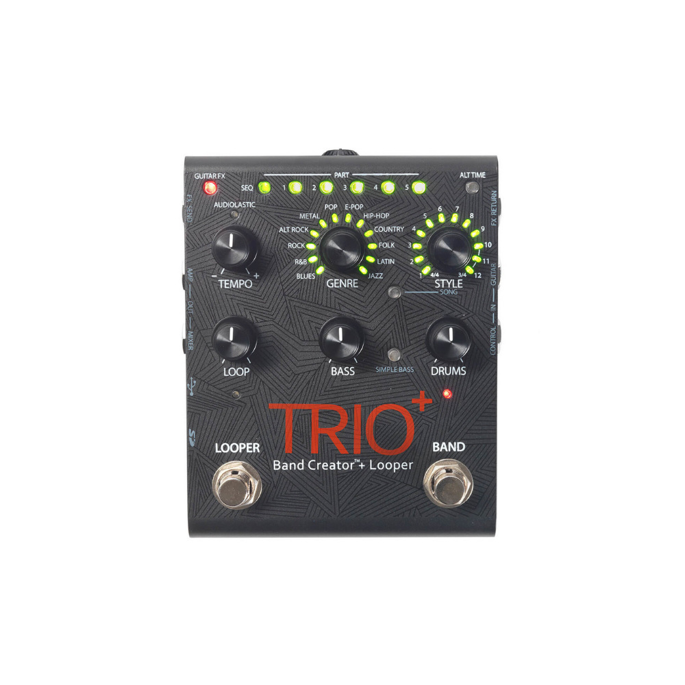 Pedal Band Creator Digitech Trio Plus V - Looper com Backing Tracks Automático e 12 Gêneros Musicais
