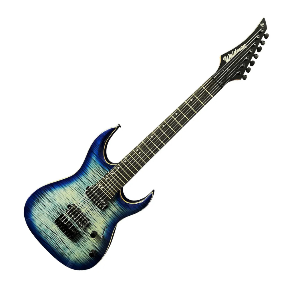 Guitarra Waldman WGAR227F JE 7 Cordas Super Strato Jewel Blue - HH Cerâmicos Ponte Fixa