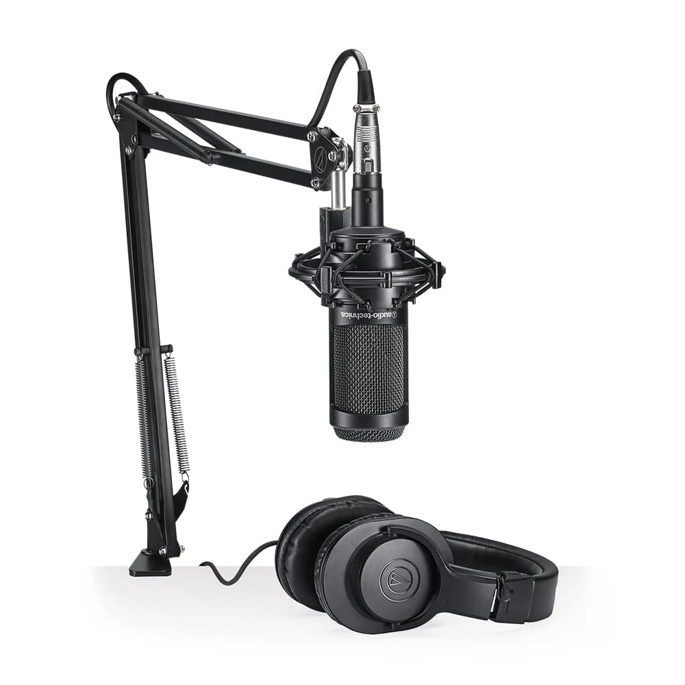 Kit Microfone Audio-Technica AT2035PK Cardióide com Headphone ATH-M20x e Braço Articulado