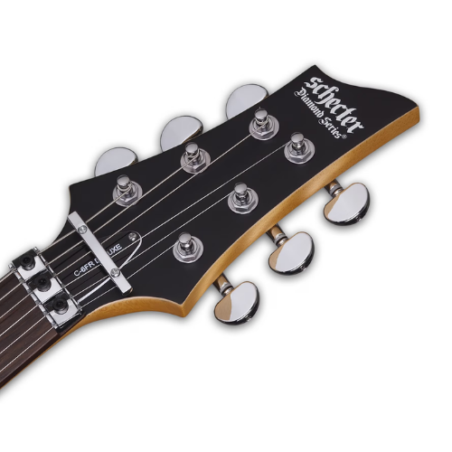 Guitarra Schecter C-6 FR Deluxe LH Satin Black Canhoto com Captadores Schecter USA SuperCharger Mach-6 e Ponte Hipshot Hardtail 436