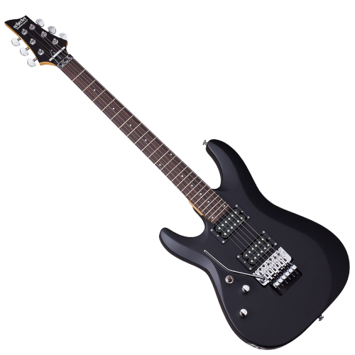 Guitarra Schecter C-6 FR Deluxe LH Satin Black Canhoto com Captadores Schecter USA SuperCharger Mach-6 e Ponte Hipshot Hardtail 436