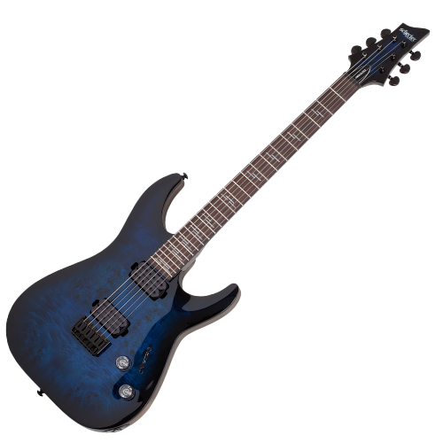 Guitarra Schecter Omen Elite-6 See Thru Blue Burst com Captadores Diamond Heretic HH e Ponte Hardtail String-Thru 2452