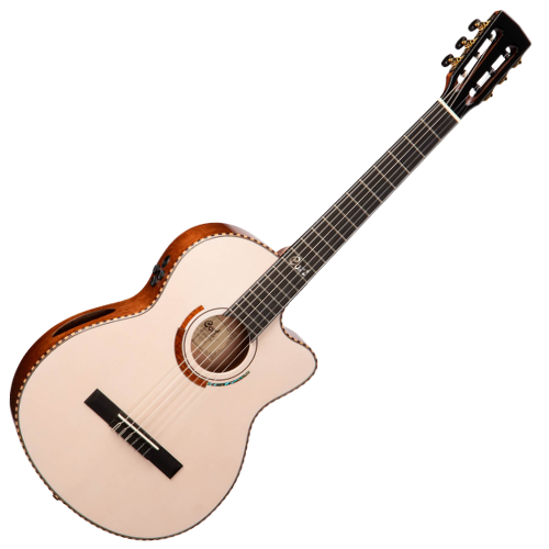 Violão Eletroacústico Cort Sol Encanto WBL White Blonde Gloss Clássico Nylon com Engelmann Spruce e Fishman Flex Blend e Bag